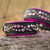 Micro Mardi Gras, 1.5" Wide Custom Leather Dog Collar