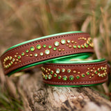 Micro Mardi Gras, 1.5" Wide Custom Leather Dog Collar
