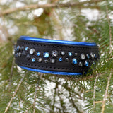 Allure, 1.5" wide  Black Leather Dog Collar, size 12"-15"