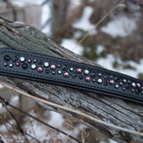 Allure, 1.5" wide Black Leather Dog Collar, size 12"-15"