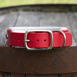 The Canada Collar, 1.5" wide, Limited Edition Red Leather Dog Collar