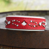 The Canada Collar, 1.5" wide, Limited Edition Red Leather Dog Collar