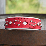 The Canada Collar, 1.5" wide, Limited Edition Red Leather Dog Collar