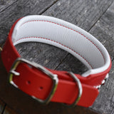 The Canada Collar, 1.5" wide, Limited Edition Red Leather Dog Collar