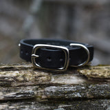 Chili, 3/4" wide Black Leather Dog Collar