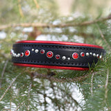 Chili, 1.25" wide Black Leather Dog Collar, size 14"-17"