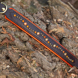 Chili Leather Dog Collar, 1.25" wide Oranges on Chocolate Leather