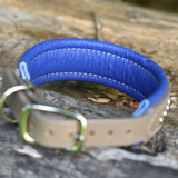River, 1.25" wide Grey Leather Dog Collar, size 12" - 15"
