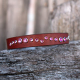 River, 3/4" wide Medium Brown Leather Dog Collar, size 12"-15"