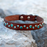 Pico, 3/4" wide Brown Leather Dog Collar *NEW DESIGN*
