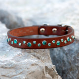 Pico, 3/4" wide Brown Leather Dog Collar *NEW DESIGN*