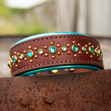 Piper, 1.5" Wide Brown Leather Dog Collar
