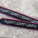 Loch, 1.5" wide Pink and Black Leather Dog Collar, size 14"-17"