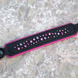 Starlight 1.5" Wide Black Leather Dog Collar