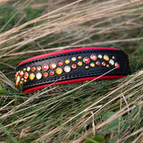 Starlight Leather Dog Collar, 1.5" wide Sunset on Black Leather