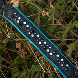 Little Aurora, 1.5" Wide Blues on Black Leather