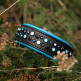 Little Aurora, 1.5" Wide Blues on Black Leather