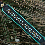 Little Aurora, 1.5" Wide Soft Mint and Pink on Black Leather