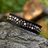 Starlight 1.25" wide, Black Leather Dog Collar