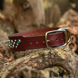 Rain, 1.25" Wide Medium Brown Leather Dog Collar