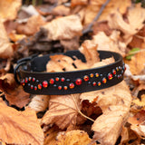 Wave, 1.25" wide Black Leather Dog Collar