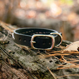 Ridge, 3/4" wide Black Leather Dog Collar