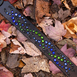 Mini Mardi Gras, 1.5" Wide Black Leather Dog Collar