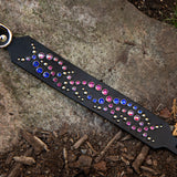 Mini Mardi Gras, 1.5" Wide Black Leather Dog Collar