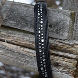 Lunar, 1.5" wide Black Leather Dog Collar, size 14"-17"