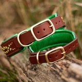Micro Mardi Gras, 1.5" Wide, Greens on Medium Brown