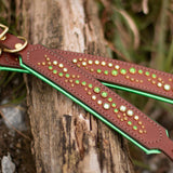 Micro Mardi Gras, 1.5" Wide, Greens on Medium Brown
