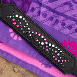 Mini Mardi Gras Black Leather Dog Collar, 2" wide