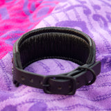 Mini Mardi Gras Black Leather Dog Collar, 2" wide
