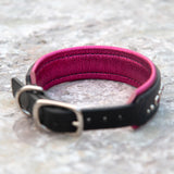 Nessie, 1.25" wide Black Leather Dog Collar