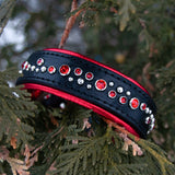 Nessie, 1.25" wide Black Leather Dog Collar, size 12"-15"