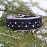 Paisley, 1.5" wide Black Leather Dog Collar, size 14"-17"