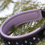 Paisley, 1.5" wide Black Leather Dog Collar, size 14"-17"