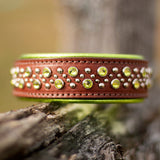 Paisley, 1.5" Wide Medium Brown Leather Dog Collar, size 12"-15"