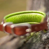 Paisley, 1.5" Wide Medium Brown Leather Dog Collar, size 12"-15"