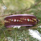 Ridge, 1.25" wide Brown Leather Dog Collar, size 12"-15"