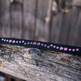 River, 3/4" wide Black Leather Dog Collar, size 12"-15"