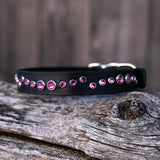 River, 3/4" wide Black Leather Dog Collar, size 12"-15"