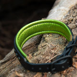 Silas Leather Dog Collar, 1.25" wide Iridescent Green on Black Leather