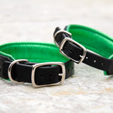 Starlight, 1.5" Wide Black Leather Dog Collar