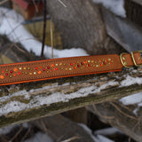 Starlight 1.5" Wide Cheddar Leather Dog Collar, size 16"-19"