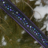 Starlight 1.5" Wide Black Leather Dog Collar, size 16"-19"