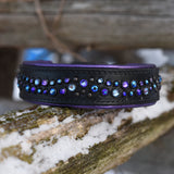 Starlight 1.5" Wide Black Leather Dog Collar, size 16"-19"