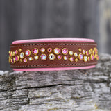 Starlight 1.5" wide Medium Brown Leather Dog Collar