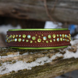 Starlight 1.5" Wide medium Brown Leather Dog Collar, size 16"-19"