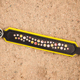 Starlight Leather Dog Collar, 1.5" wide Yellows on Black Leather